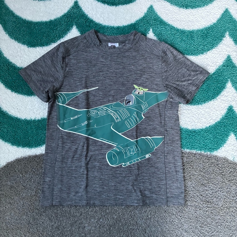 Hanna Andersson x Star Wars Mandalorian UV Active Tee (Grey/Green) Size 6-7